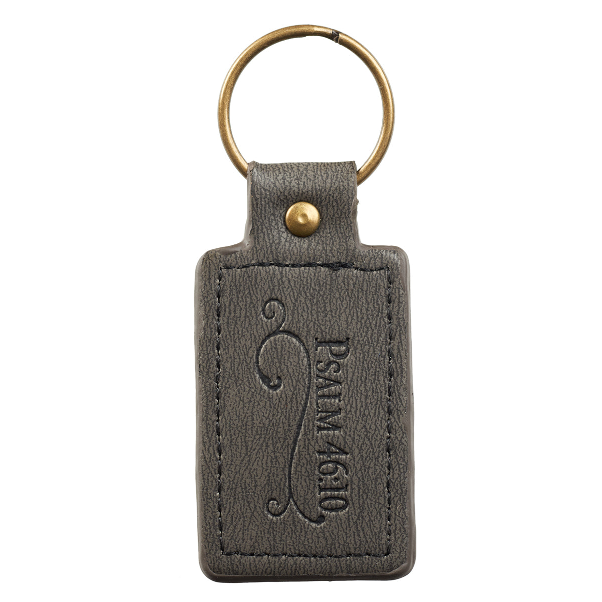Be Still and Know Grey Faux Leather Key Ring in Gift Tin – Psalm 46:10 - The Christian Gift Company