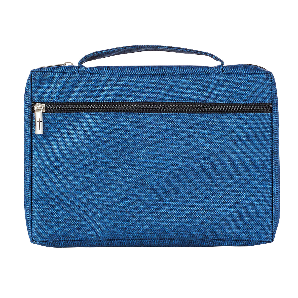 Blue Poly-canvas Bible Cover with Ichthus Fish Badge - The Christian Gift Company