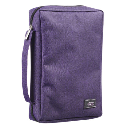 Purple Poly-Canvas Value Bible Cover with Fish Badge - The Christian Gift Company