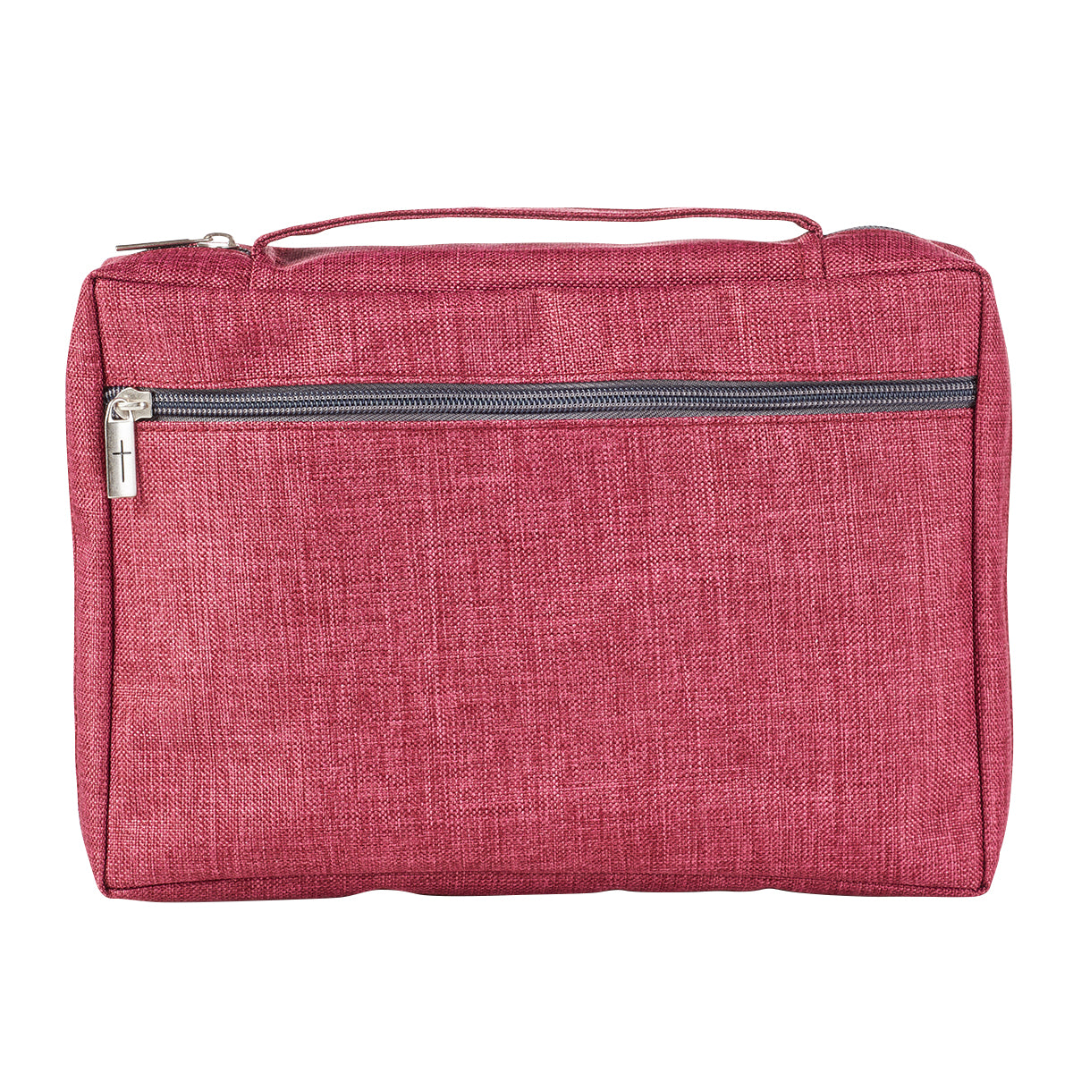 Burgundy Poly-Canvas Value Bible Cover with Ichthus Patch - The Christian Gift Company