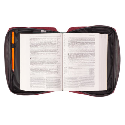 Burgundy Poly-Canvas Value Bible Cover with Ichthus Patch - The Christian Gift Company