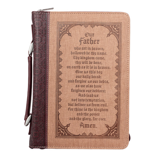 The Lord's Prayer Brown Two-tone Faux Leather Classic Bible Cover - The Christian Gift Company