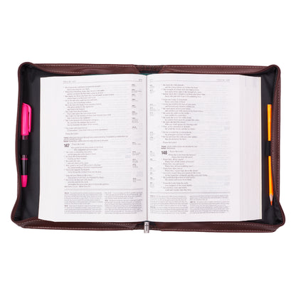 The Lord's Prayer Brown Two-tone Faux Leather Classic Bible Cover - The Christian Gift Company