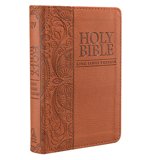 Toffee Brown Faux Leather King James Version Mini Pocket Bible - The Christian Gift Company