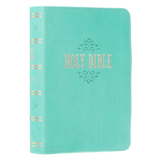 Robin’s-egg Blue Faux Leather Large Print Compact King James Version Bible - The Christian Gift Company
