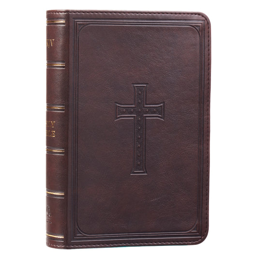 Dark Brown Faux Leather Large Print Compact King James Version Bible - The Christian Gift Company