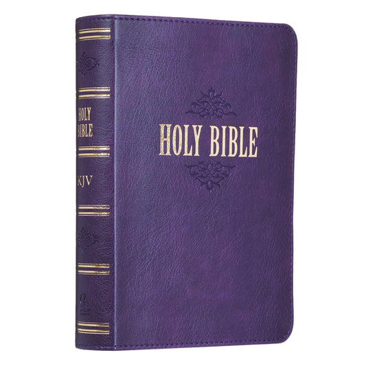 Purple Faux Leather Large Print Compact King James Version Bible - The Christian Gift Company