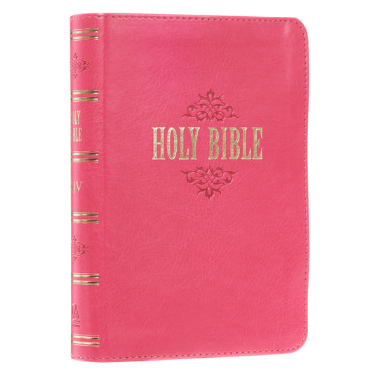 Pink Faux Leather Large Print Compact King James Version Bible - The Christian Gift Company