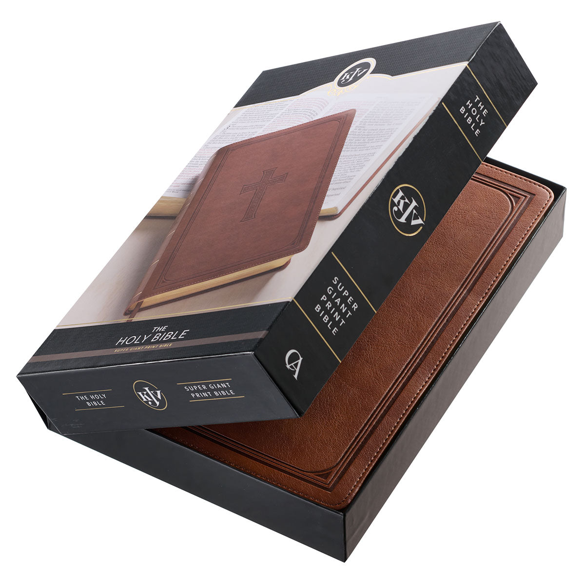 Saddle Tan Faux Leather Super Giant Print King James Version Bible - The Christian Gift Company