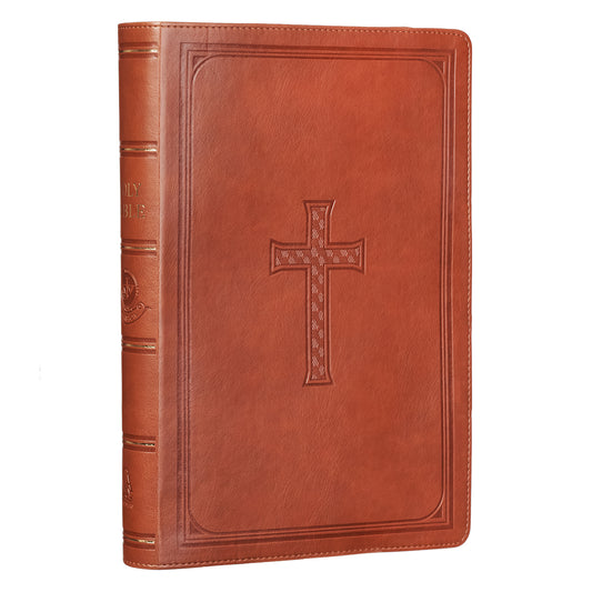 Saddle Tan Faux Leather Super Giant Print King James Version Bible - The Christian Gift Company