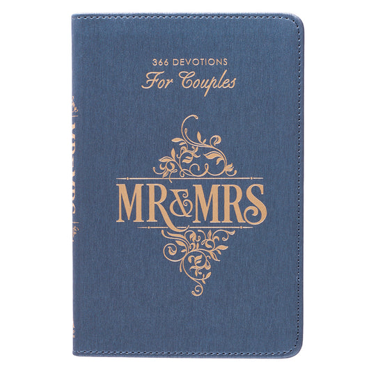 Mr. & Mrs. 366 Devotions for Couples Blue Faux Leather Devotional - The Christian Gift Company