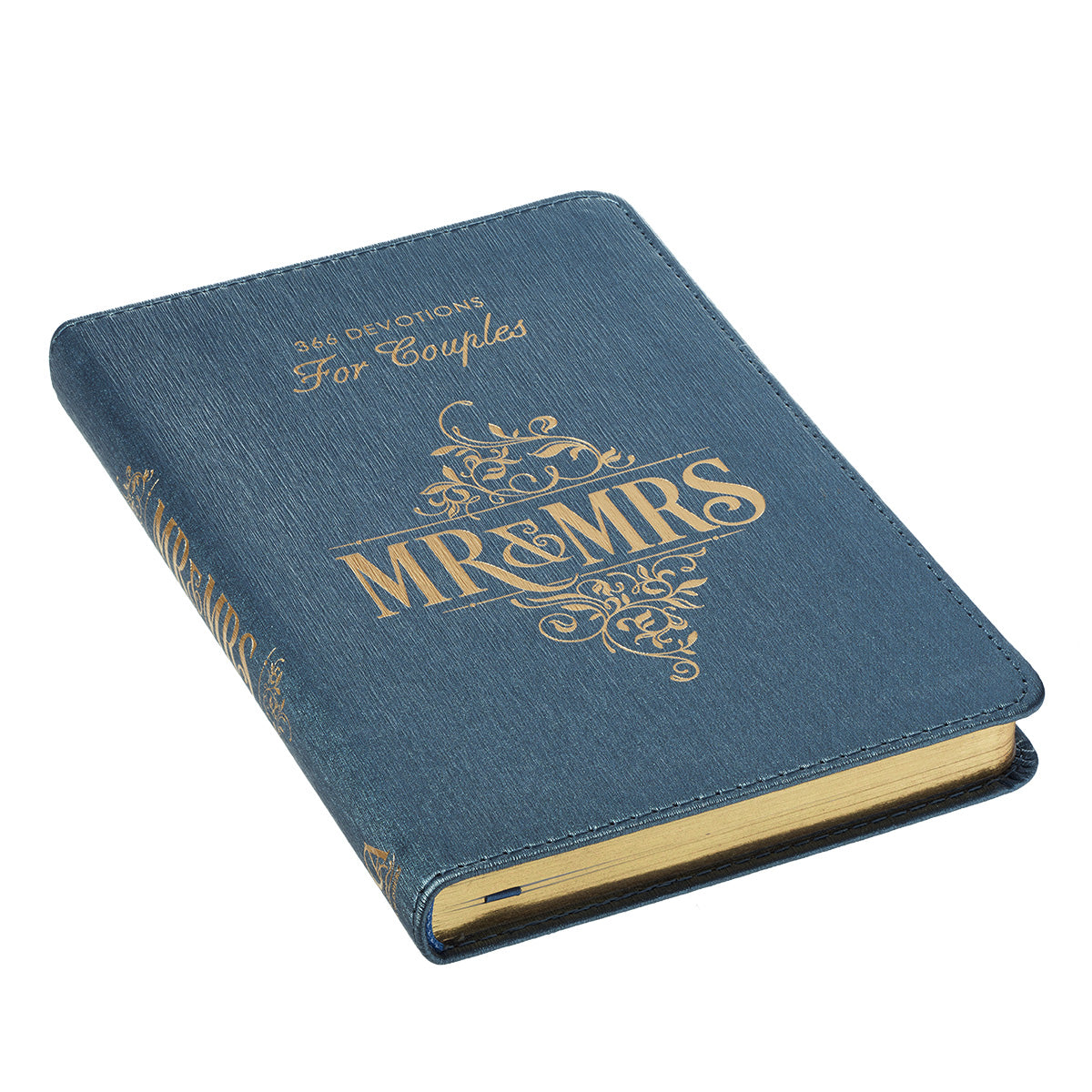 Mr. & Mrs. 366 Devotions for Couples Blue Faux Leather Devotional - The Christian Gift Company