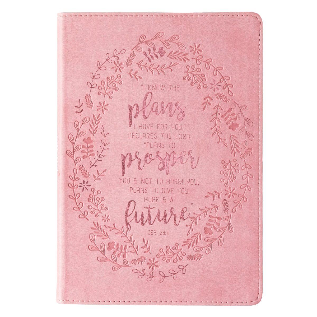 I Know the Plans Pink Slimline Faux Leather Journal - Jeremiah 29:11 - The Christian Gift Company