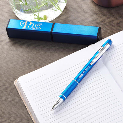 The Plans Blue Stylish Pen and Gift Case - Jeremiah 29:11 - The Christian Gift Company