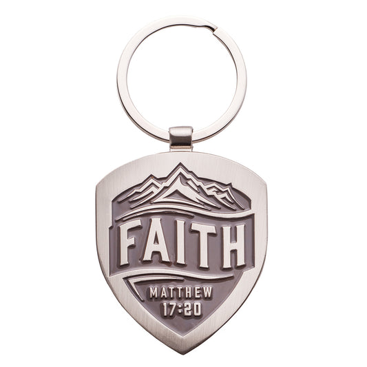 Faith Mountain Vista Metal Key Ring - Matthew 17:20 - The Christian Gift Company