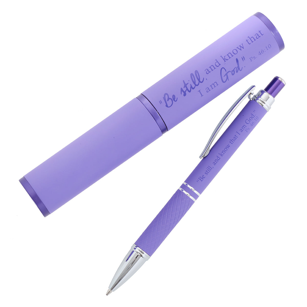 Be Still and Know Purple Gift Pen and Case - Psalm 46:10 - The Christian Gift Company