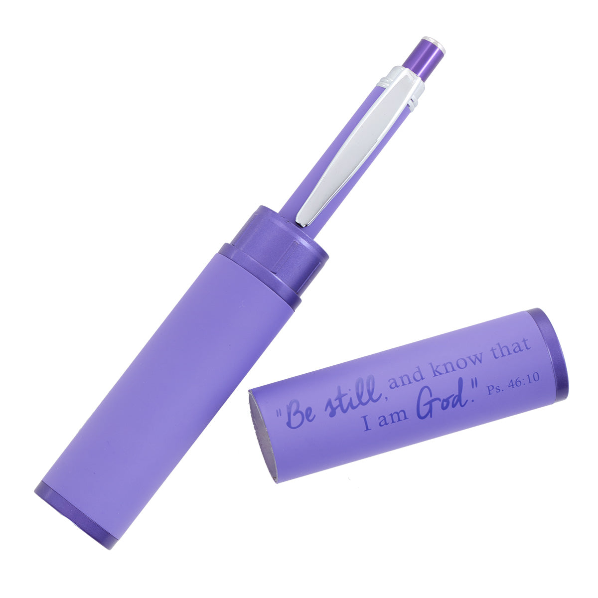 Be Still and Know Purple Gift Pen and Case - Psalm 46:10 - The Christian Gift Company