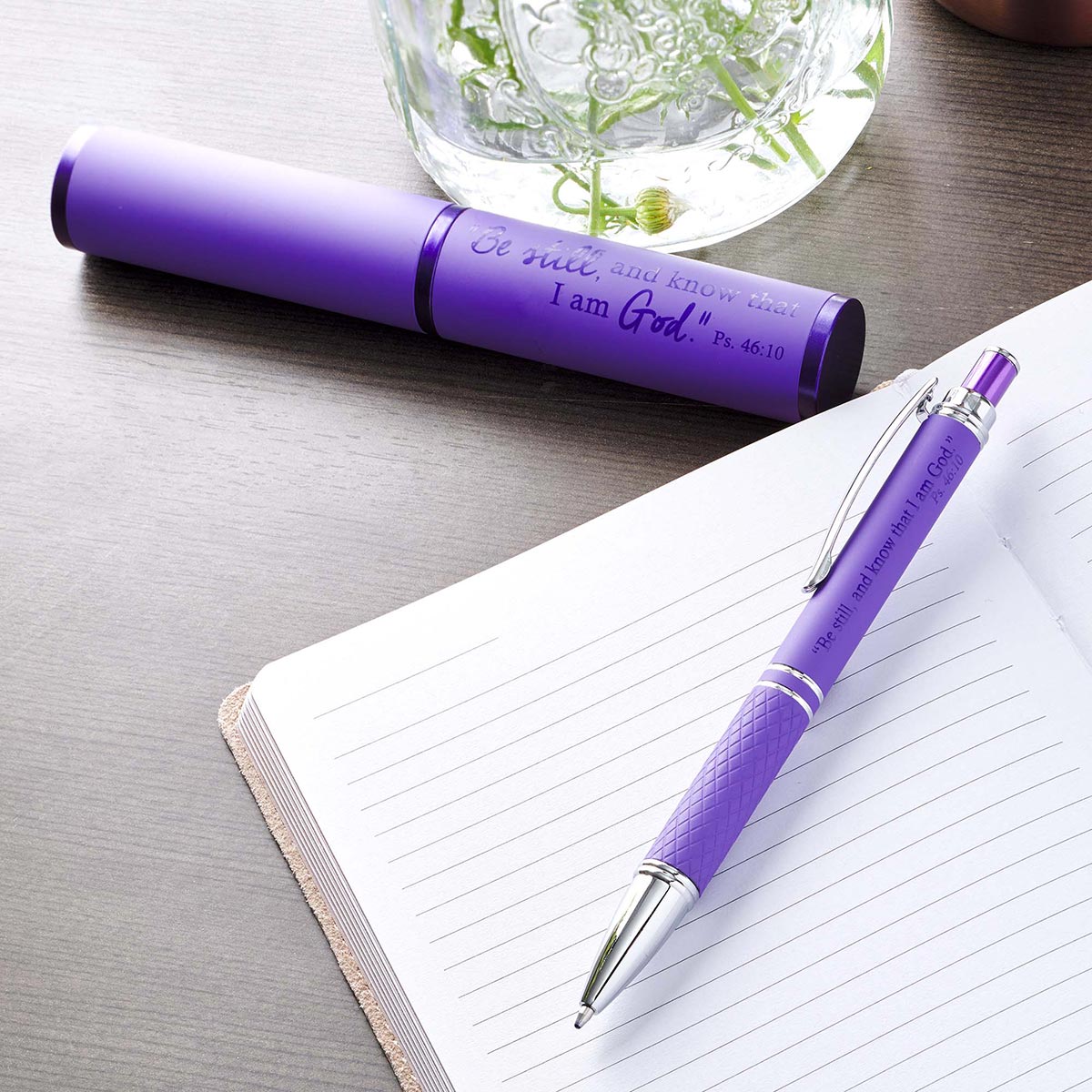 Be Still and Know Purple Gift Pen and Case - Psalm 46:10 - The Christian Gift Company