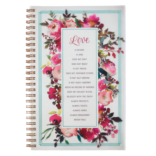Love Is Wirebound Notebook - I Corinthians 13:4-7 - The Christian Gift Company