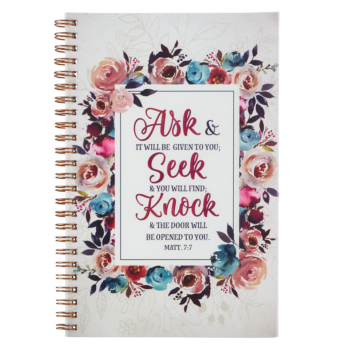 Ask, Seek, Knock Wirebound Notebook - Matthew 7:7 - The Christian Gift Company