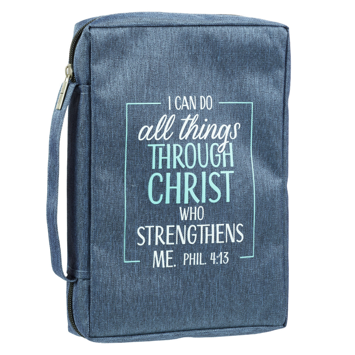 I Can Do All Things Blue Poly-Canvas Bible Cover - Philippians 4:13 - The Christian Gift Company