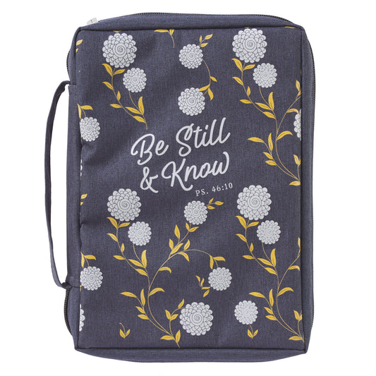 Be Still and Know Navy Poly-canvas Bible Cover - Psalm 46:10 - The Christian Gift Company