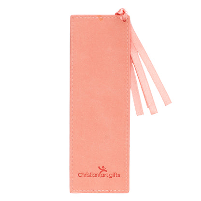 Bookmark Faux Leather Coral All Things Rom. 8:28 - The Christian Gift Company
