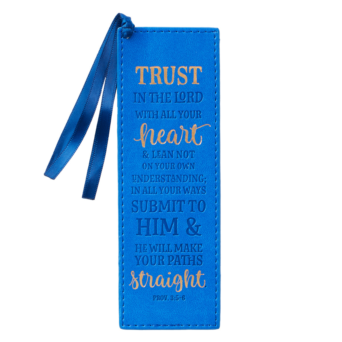Trust In The LORD Blue Faux Leather Bookmark - Proverbs 3:5-6 - The Christian Gift Company