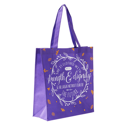 Strength and Dignity Tote Shopping Bag - Proverbs 31:25 - The Christian Gift Company