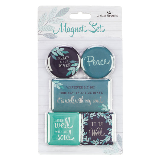 It Is Well With My Soul Teal and Blue Assorted Magnet Set - The Christian Gift Company