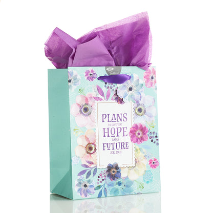 Medium Gift Bag: Plans Hope Future - Jeremiah 29:11 - The Christian Gift Company
