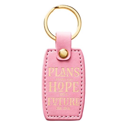 Hope and Future Pink Faux Leather Key Ring - Jeremiah 29:11 - The Christian Gift Company
