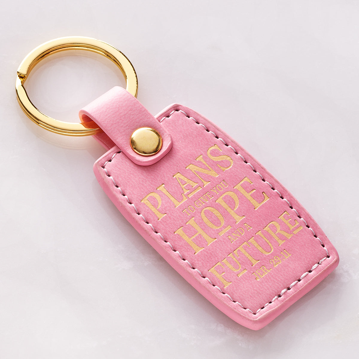 Hope and Future Pink Faux Leather Key Ring - Jeremiah 29:11 - The Christian Gift Company