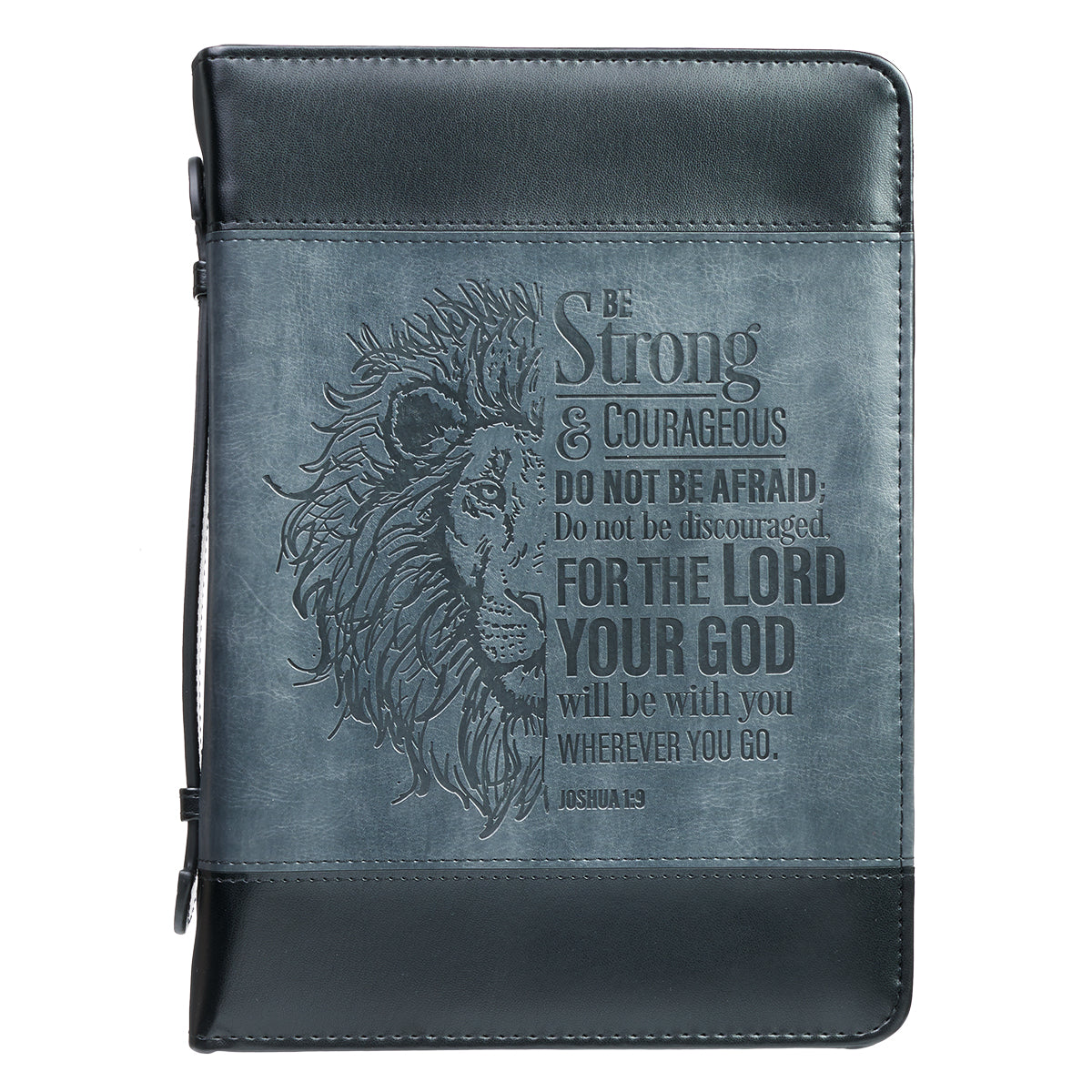 Be Strong Lion Two-Tone Classic Bible Cover - Joshua 1:9 - The Christian Gift Company