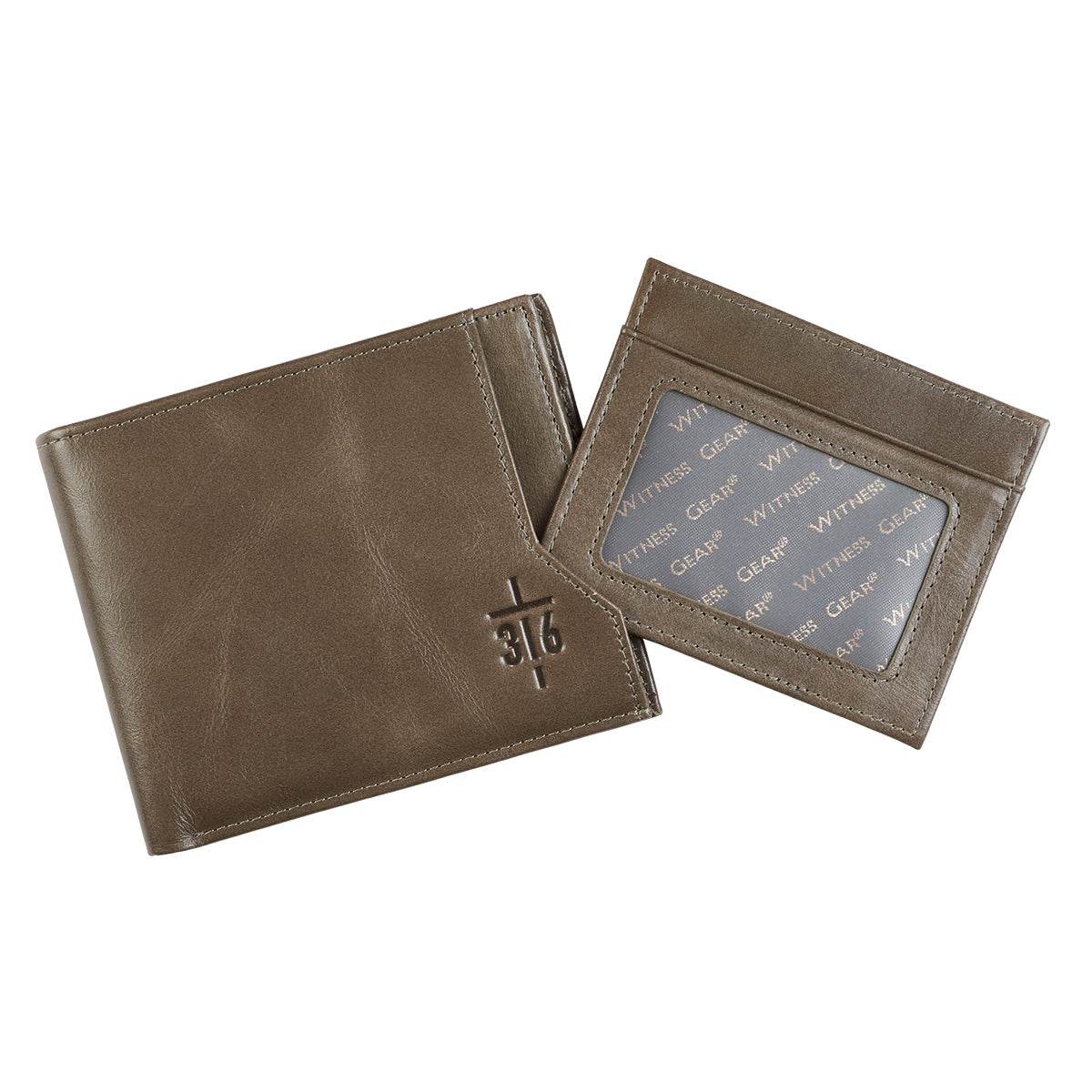 John 3:16 Cross Taupe Full Grain Leather Wallet - The Christian Gift Company