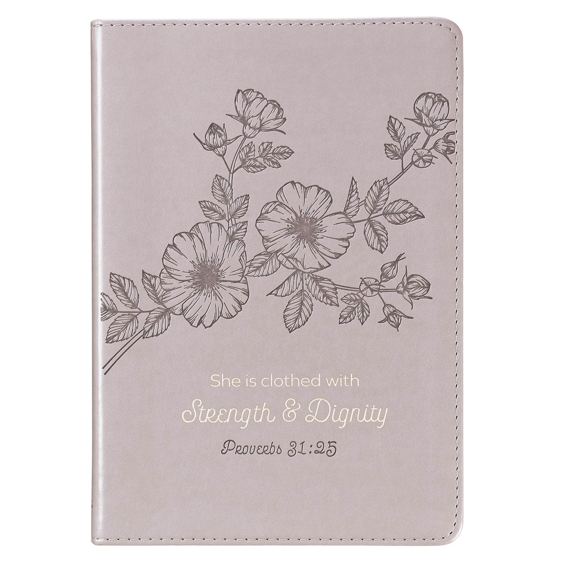 Strength & Dignity Slimline Taupe Faux Leather Journal – Proverbs 31:25 - The Christian Gift Company