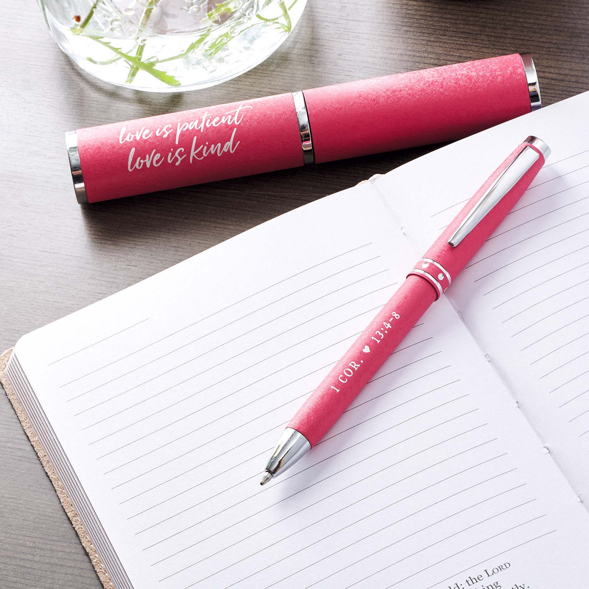 Love Is Patient, Love Is Kind Pink Gift Pen – 1 Corinthians 13:4–8 - The Christian Gift Company