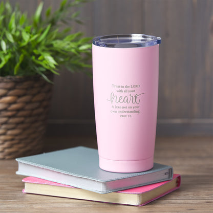 Trust in the Lord Pink Travel Mug - Proverbs 3:5 - The Christian Gift Company
