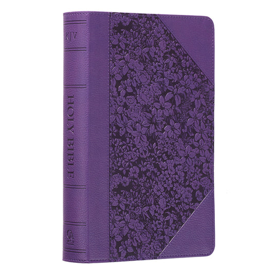 Two-tone Purple Floral Faux Leather Giant Print Standard-size King James Version Bible - The Christian Gift Company
