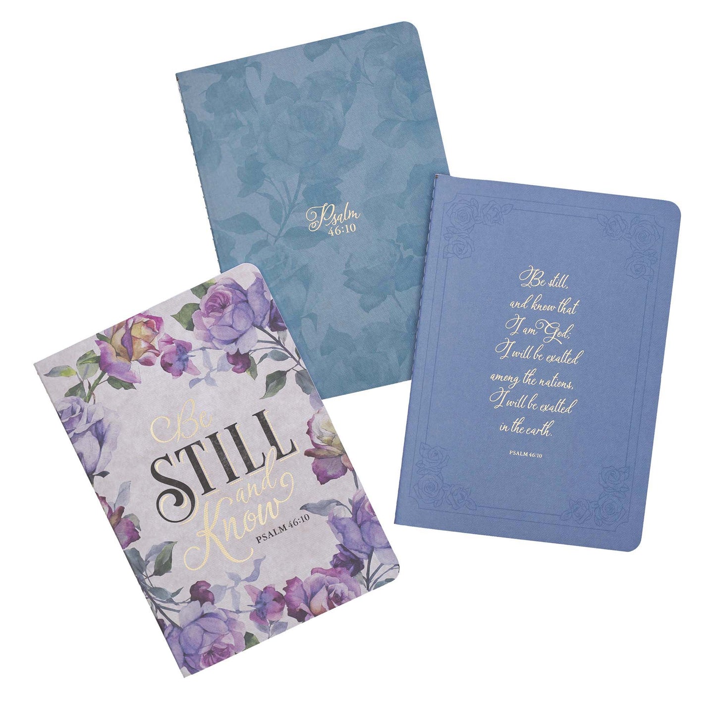 Be Still and Know Purple Floral Medium Notebook Set - Psalm 46:10 - The Christian Gift Company