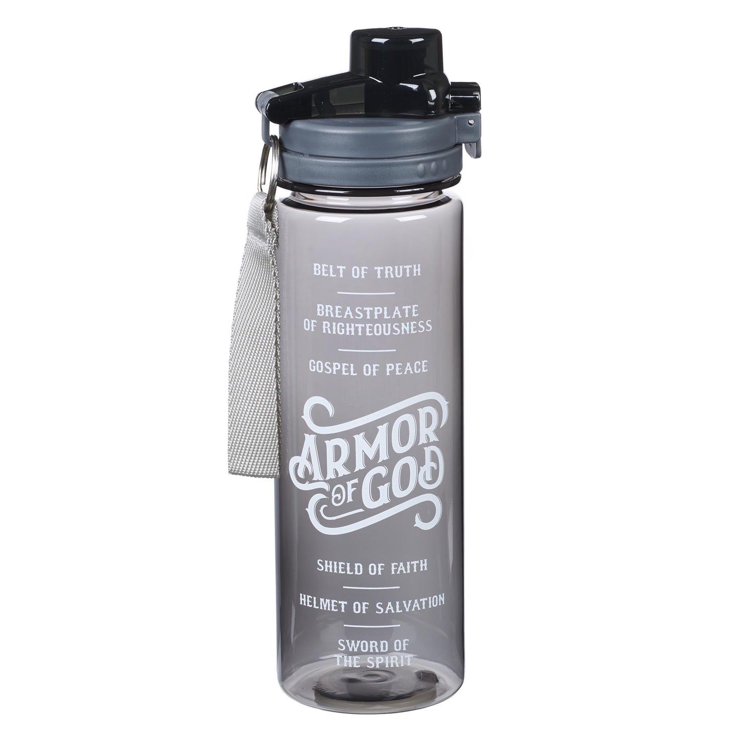Armor of God Plastic Water Bottle in Black - Ephesians 6:10-18 - The Christian Gift Company