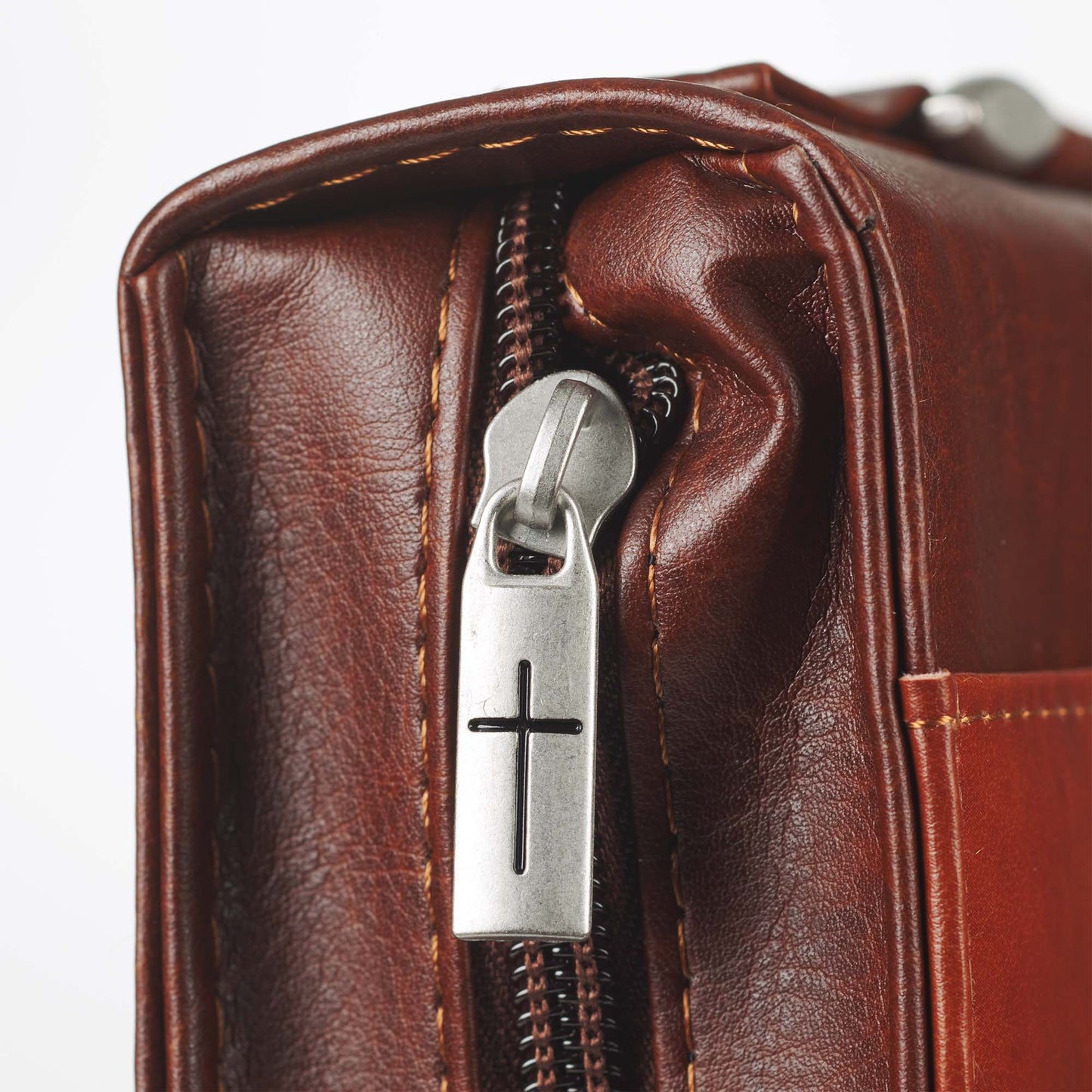 John 3:16 Two-Tone Brown Faux Leather Bible Cover With Cross - The Christian Gift Company