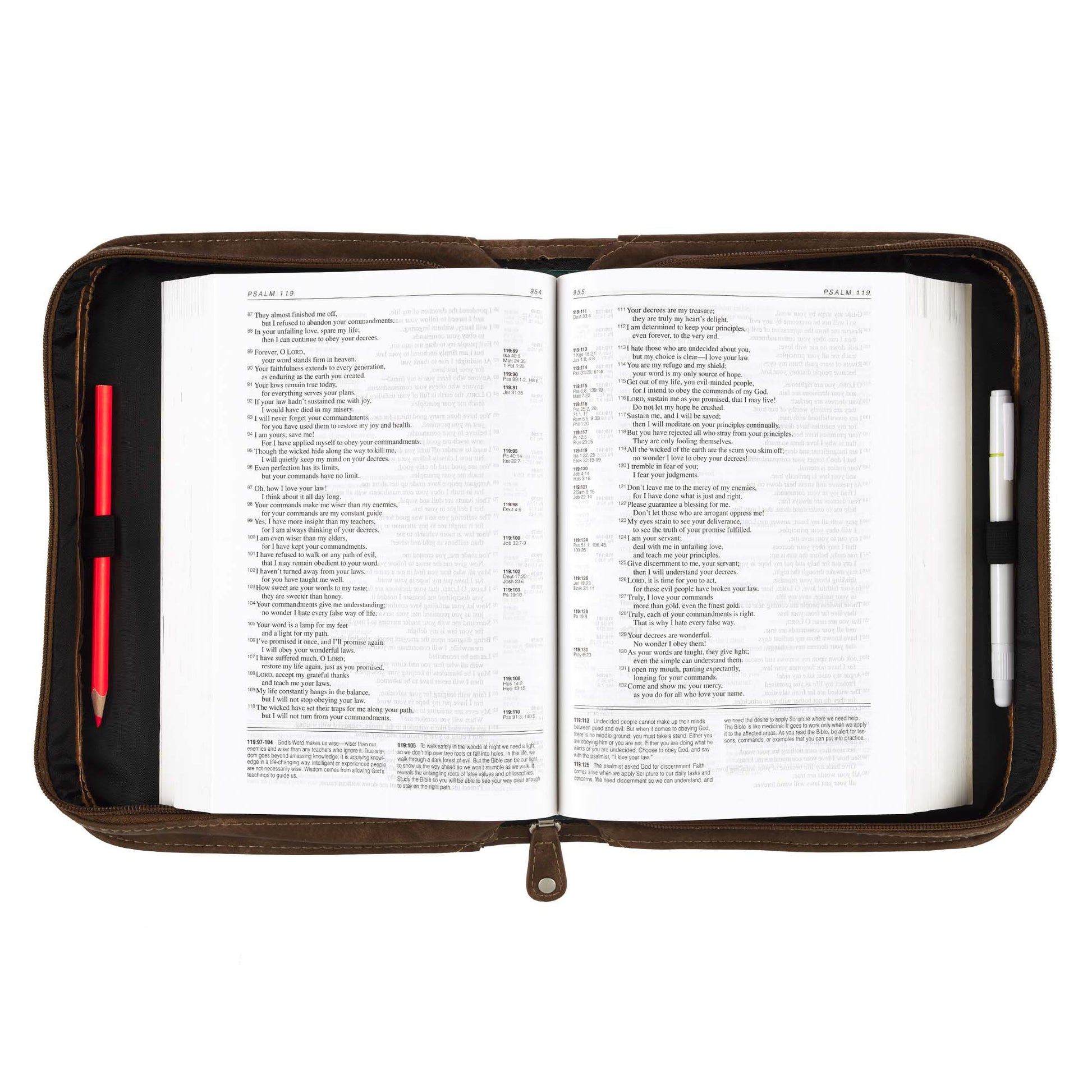 Trust In The Lord Two-Tone Brown Classic Faux Leather Bible Cover - Proverbs 3:5 - The Christian Gift Company