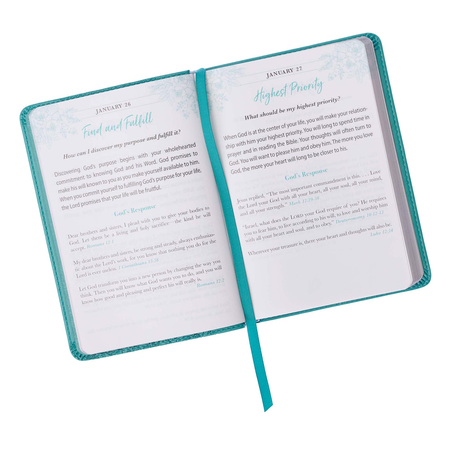 One Minute With God For Women Teal Faux Leather Devotional - The Christian Gift Company