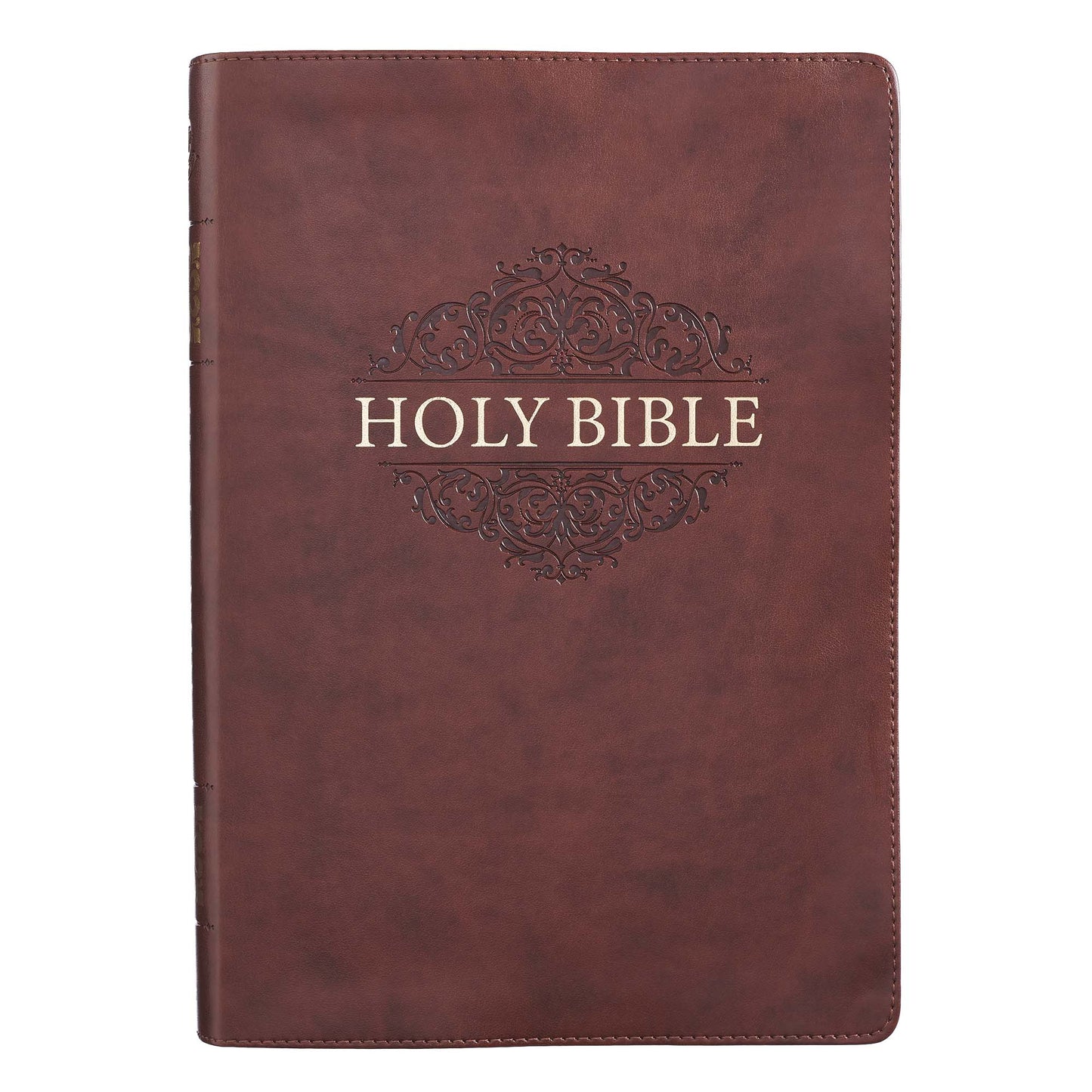 Chestnut Brown Faux Leather Super Giant Print King James Version Bible with Thumb Index - The Christian Gift Company