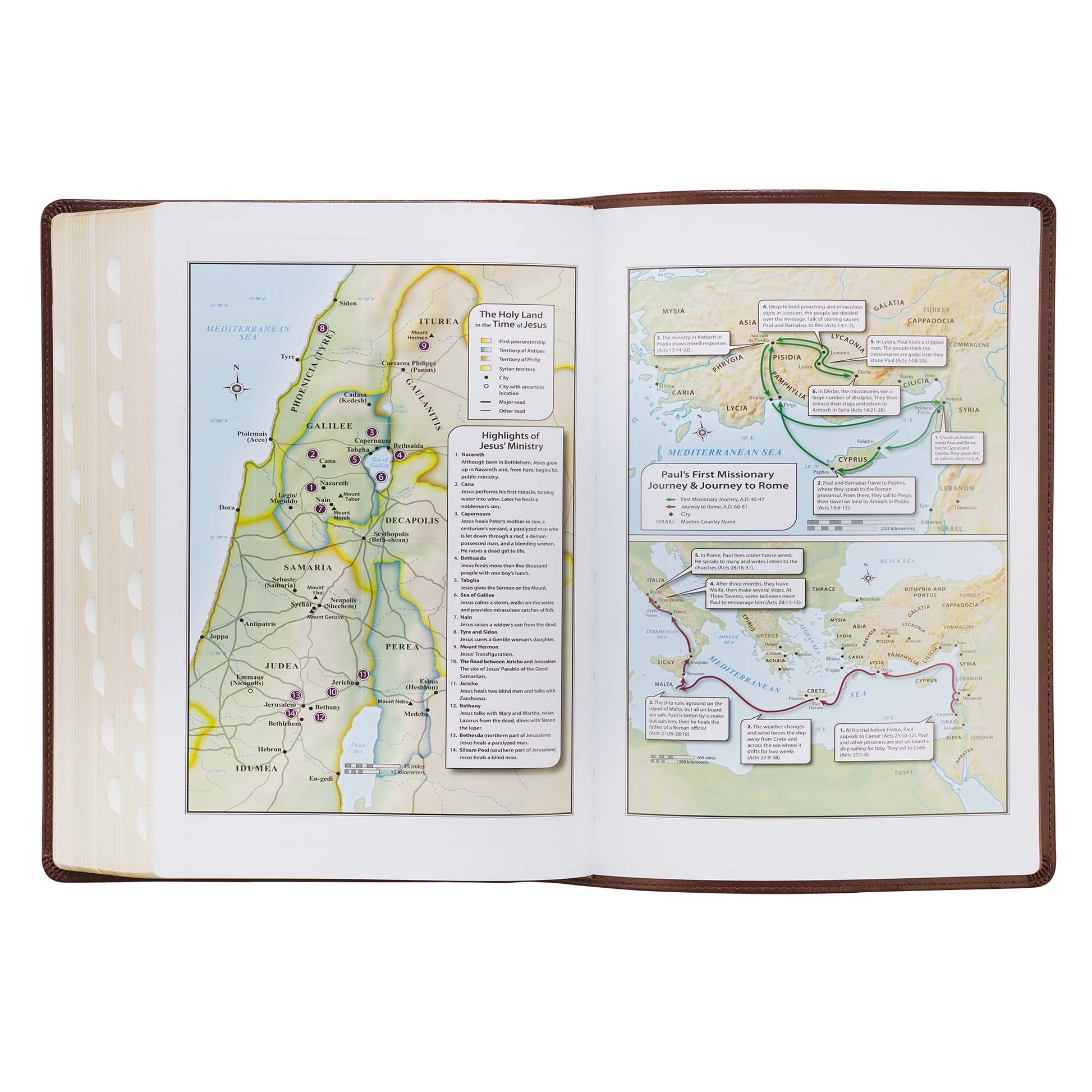 Chestnut Brown Faux Leather Super Giant Print King James Version Bible with Thumb Index - The Christian Gift Company