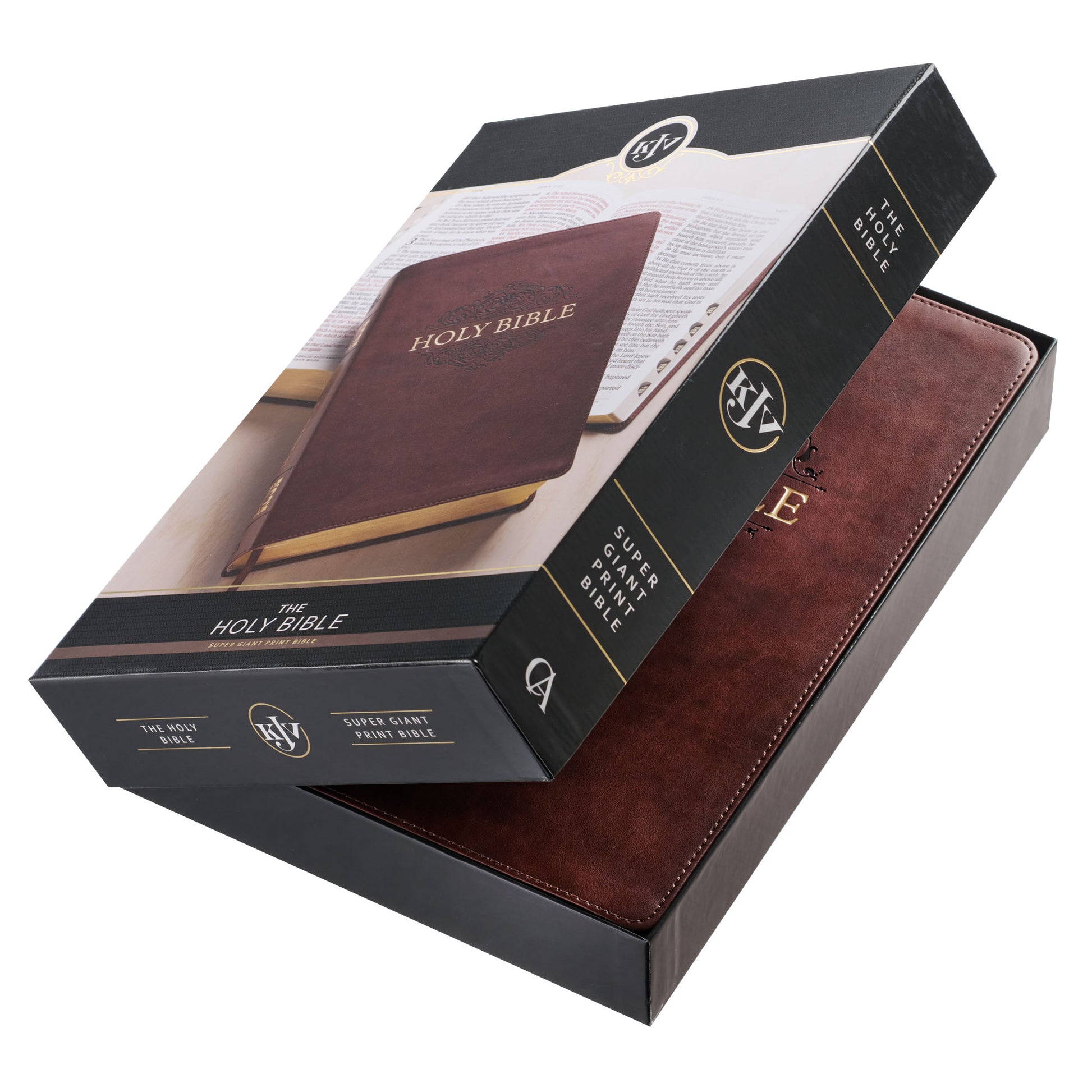 Chestnut Brown Faux Leather Super Giant Print King James Version Bible with Thumb Index - The Christian Gift Company