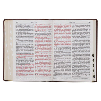 Chestnut Brown Faux Leather Super Giant Print King James Version Bible with Thumb Index - The Christian Gift Company