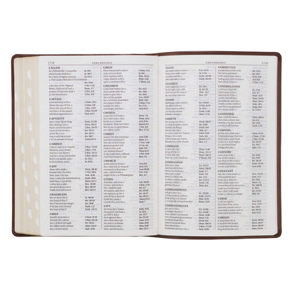 Chestnut Brown Faux Leather Super Giant Print King James Version Bible with Thumb Index - The Christian Gift Company