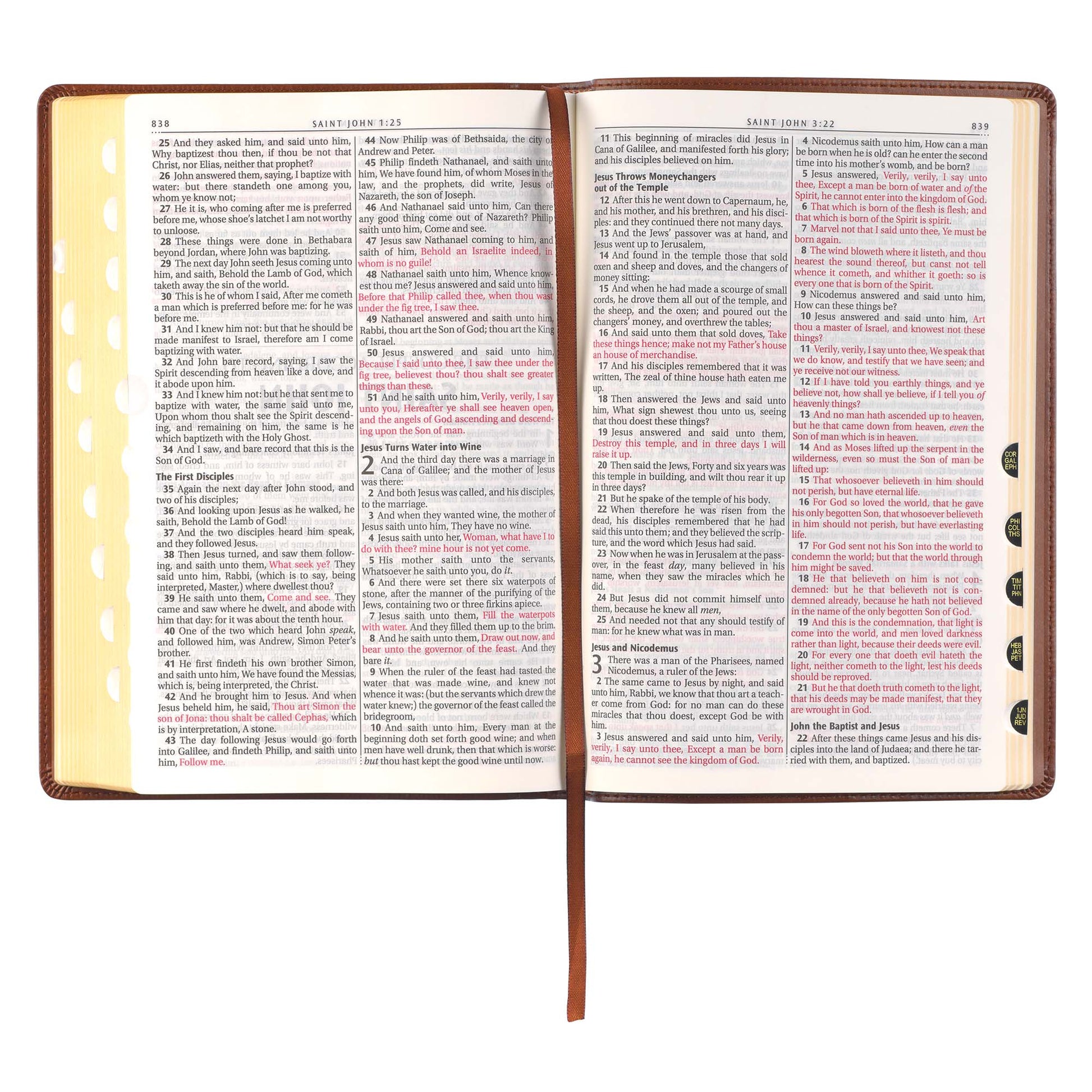 Antiqued Brown Faux Leather Large Print Thinline King James Version Bible with Thumb Index - The Christian Gift Company